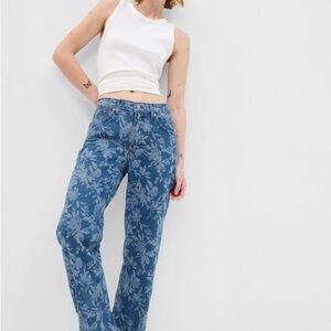 GAP NWT Mid Rise Organic Cotton Floral Print '90s Loose Jeans w/ Washwell 30/10